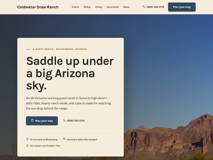 Home page of the Coldwater Draw Ranch site